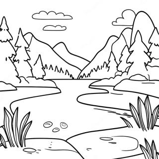 Serene Lake Landscape Coloring Page 8442-7084