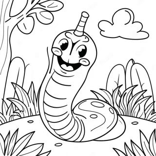 Happy Worm In A Garden Coloring Page 8452-7094