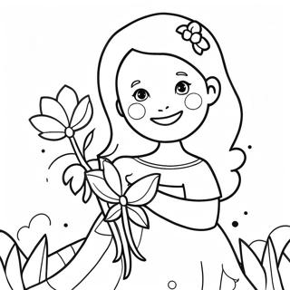 Sweet Mom With Flowers Coloring Page 8472-7111