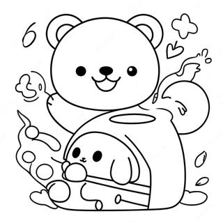 Cute Rilakkuma And Cinnamoroll Friends Coloring Page 8492-7126