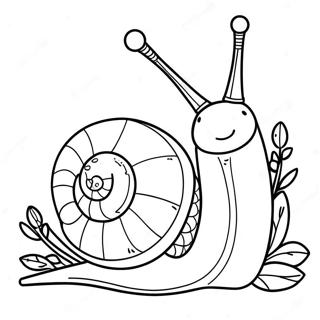 Cute Snail With Flowers Coloring Page 8512-7139