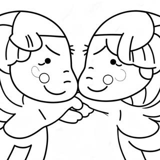 Two Bffs Holding Hands Coloring Page 8591-7203