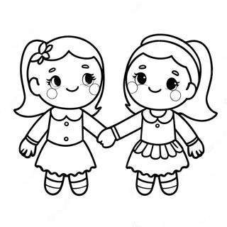 Two Bffs Holding Hands Coloring Page 8591-7204