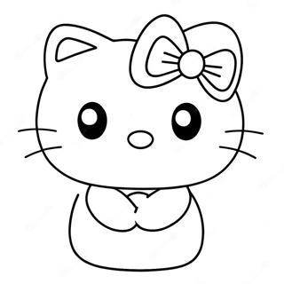 Hello Kitty With Cute Bow Coloring Page 862-691