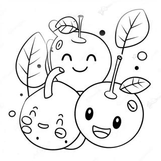 Cute Cherries With Smiling Faces Coloring Page 8772-7346