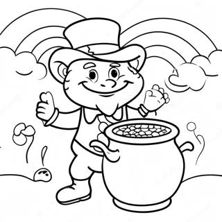 Cheerful Leprechaun With A Pot Of Gold Coloring Page 8782-7353