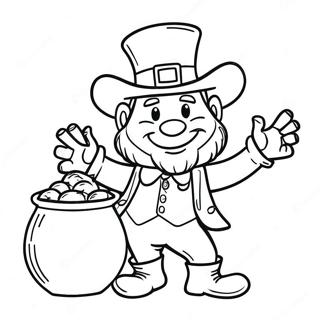 Cheerful Leprechaun With A Pot Of Gold Coloring Page 8782-7354