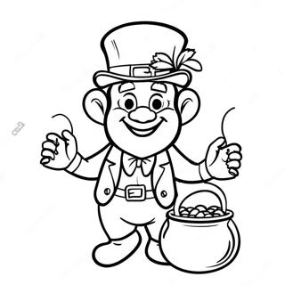 Cheerful Leprechaun With A Pot Of Gold Coloring Page 8782-7355