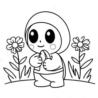 Cute Shy Guy With Flowers Coloring Page 8822-7386