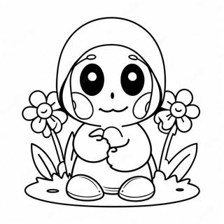 Cute Shy Guy With Flowers Coloring Page 8822-7387