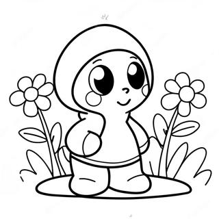 Cute Shy Guy With Flowers Coloring Page 8822-7388