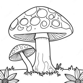 Trippy Mushroom Coloring Page 8911-7464