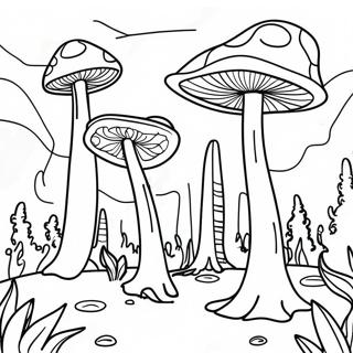 Psychedelic Mushroom Forest Coloring Page 8912-7455