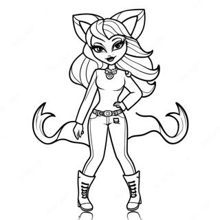 Clawdeen Wolf With Stylish Outfit Coloring Page 8932-7476