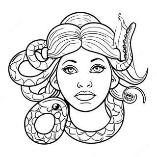 Fearsome Medusa With Snakes Coloring Page 9032-7555