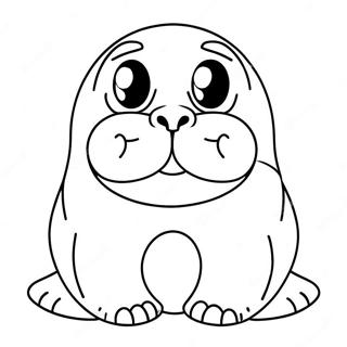 Cute Walrus With Big Eyes Coloring Page 9042-7570