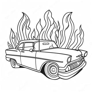 Classic Low Rider With Flames Coloring Page 9062-7584