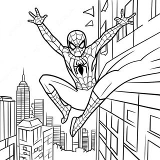 Spider Man Swinging Through The City Coloring Page 9152-7646