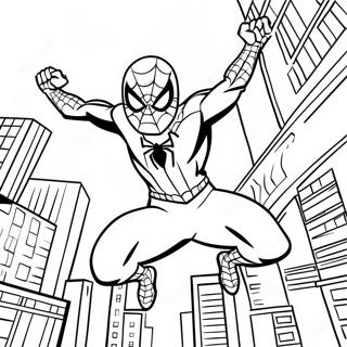 Spider Man Swinging Through The City Coloring Page 9152-7647