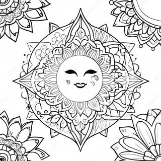 Bohemian Sun And Moon For Adults Coloring Pages