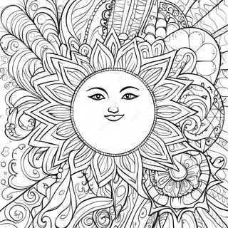 Bohemian Sun And Moon Mandala Coloring Page 9171-7662