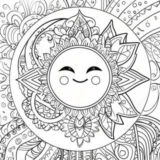 Bohemian Sun And Moon Mandala Coloring Page 9171-7663