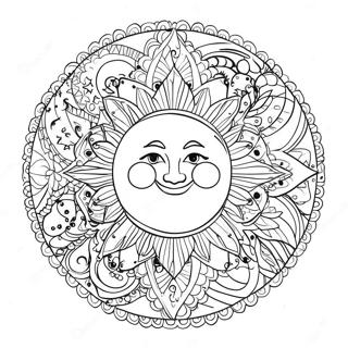 Bohemian Sun And Moon Mandala Coloring Page 9171-7664