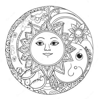 Intricate Bohemian Sun And Moon Coloring Page 9172-7668