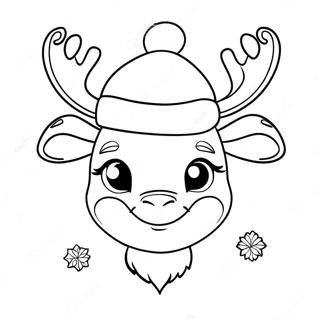 Cute Reindeer With Santa Hat Coloring Page 9182-7673