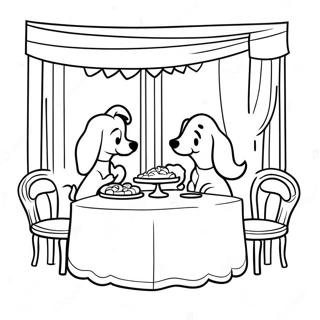 Romantic Lady And The Tramp Dinner Scene Coloring Page 9252-7727