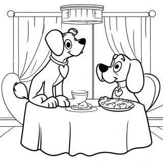 Romantic Lady And The Tramp Dinner Scene Coloring Page 9252-7728