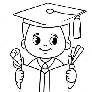 Cute Kindergarten Graduate Holding A Diploma Coloring Page 9282-7753