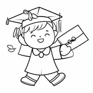 Cute Kindergarten Graduate Holding A Diploma Coloring Page 9282-7754