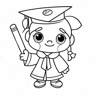 Cute Kindergarten Graduate Holding A Diploma Coloring Page 9282-7755