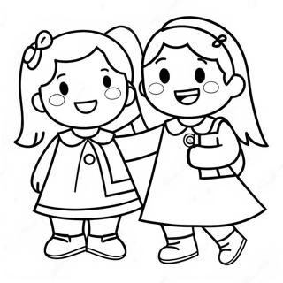 Happy Kindergarten Students Coloring Page 9352-7809