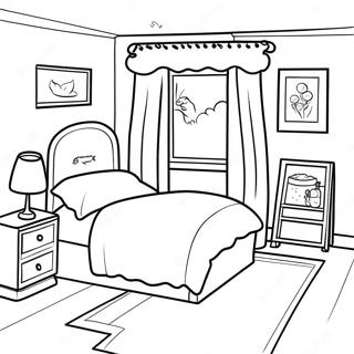 Cozy Bedroom Coloring Page 9381-7831