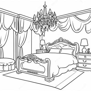 Dreamy Princess Bedroom Coloring Page 9382-7827