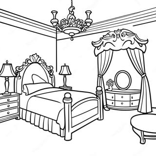 Dreamy Princess Bedroom Coloring Page 9382-7828