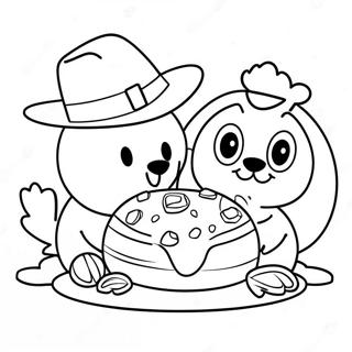 Bluey And Bingo Thanksgiving Feast Coloring Page 9412-7846