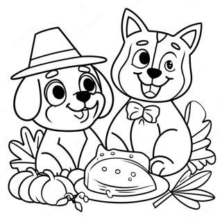 Bluey And Bingo Thanksgiving Feast Coloring Page 9412-7847