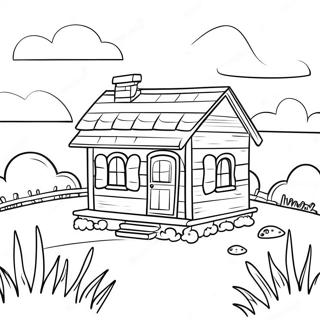 Charming Little House On The Prairie Scene Coloring Page 9462-7893