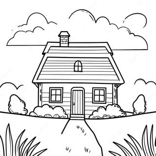 Charming Little House On The Prairie Scene Coloring Page 9462-7894