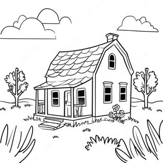 Charming Little House On The Prairie Scene Coloring Page 9462-7896