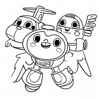 Colorful Super Wings Characters Coloring Page 9492-7913