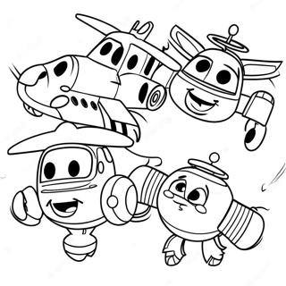 Colorful Super Wings Characters Coloring Page 9492-7914