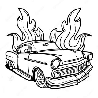 Classic Lowrider With Flames Coloring Page 9502-7918