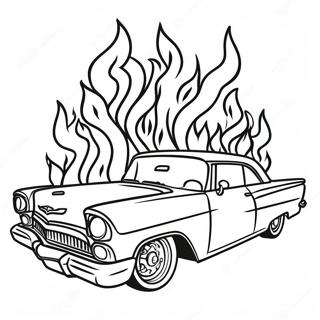 Classic Lowrider With Flames Coloring Page 9502-7919