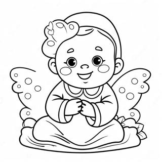 Cute Baby In Baptism Gown Coloring Page 9512-7930