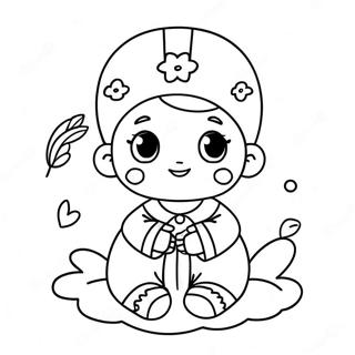 Cute Baby In Baptism Gown Coloring Page 9512-7932