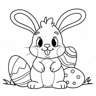 Cute Easter Bunny With Eggs Coloring Page 9542-7954